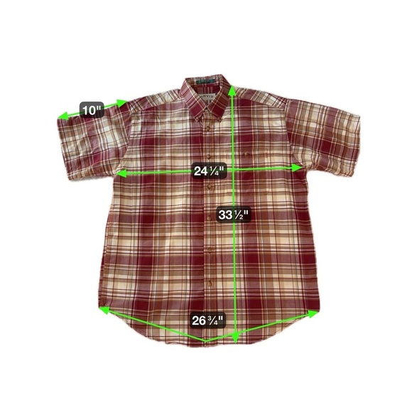 Orvis Vintage Cotton Plaid Short Sleeve Button Down Shirt Size L Normcore - Picture 11 of 13